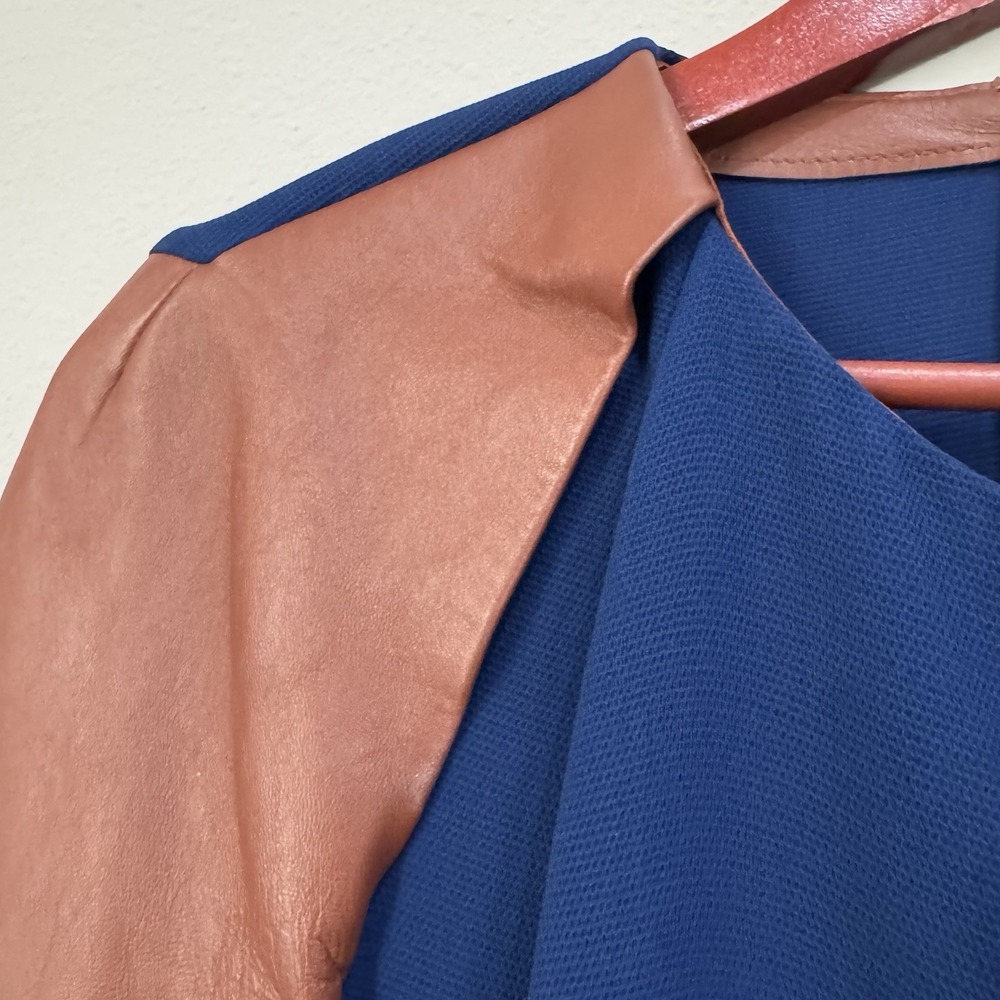 Phillip Lim 3.1 Silk Lamb Leather Long Sleeve Blouse Size 6 Runway Collection - Picture 5 of 16